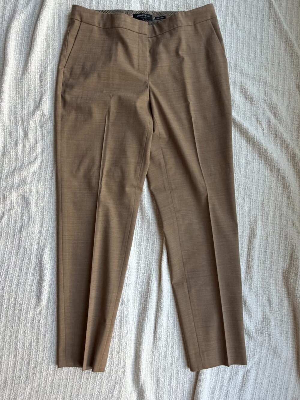 Lafayette 148 New York Manhattan Wool Slim Ankle Pant - Camel - Size 8